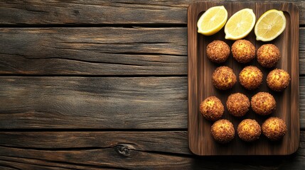 Delicious Golden Fried Balls with Fresh Lemon Slices