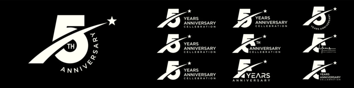 collection of creative number 5 logo designs. abstract number five design vector illustration