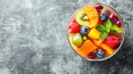 Fresh and Colorful Fruit Salad in a Bowl