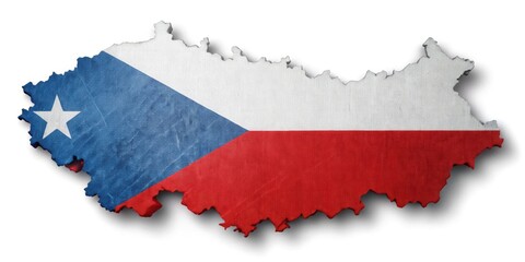 Fototapeta premium Sublimation Background of Czech Republic Map in National Flag Colors - Panoramic Art on White Background for Creative Projects