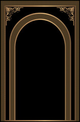 Ramadan feast greeting card and prayer rug patterns. Gold colored Islamic patterns.