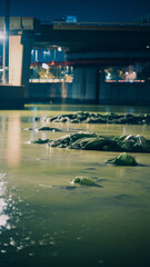 Water pollution at night on vertical photography 6.