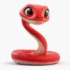 Fototapeta premium Illustration, pink and green snake, with a contented expression. The background of the illustration on the ID card is pink, with a semi-lateral composition. It's a fu picture in the year of the snake.