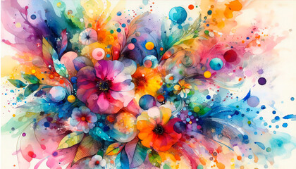 Vibrant watercolor mixed colors painted on paper