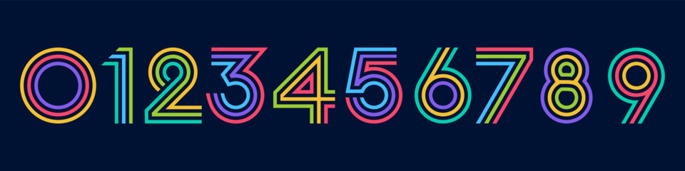 set of creative number 1 to 10 logo designs. abstract number colorful design vector illustration