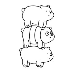 Cute 3 Cartoon Bears Stacked with Simplistic and Whimsical Design illustration