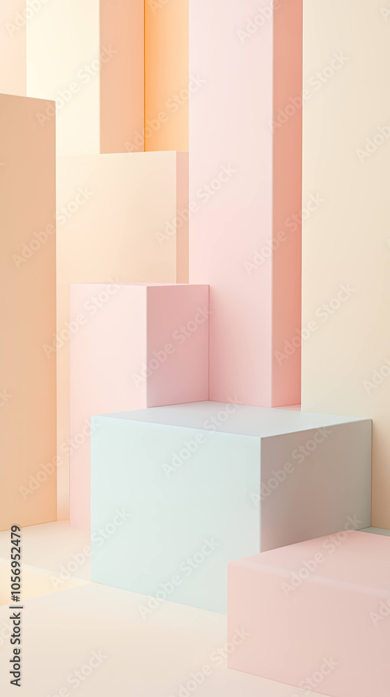 Aufkleber soothing arrangement of pastel shapes creates calming atmosphere, featuring soft colors and geometri