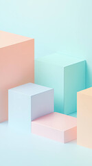 Fototapeta premium Elegant geometric forms in pastel colors create serene and modern aesthetic. soft hues of pink and blue evoke calming atmosphere, perfect for contemporary design