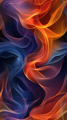 Fototapeta premium abstraction with airy smooth lines, transparent fabrics with waves, background with texture, vertical, copy space