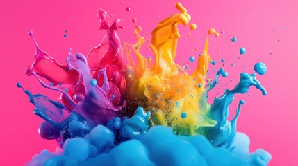 Fototapeta premium Abstract color splash texture with neon tones, forming a bold and vibrant background
