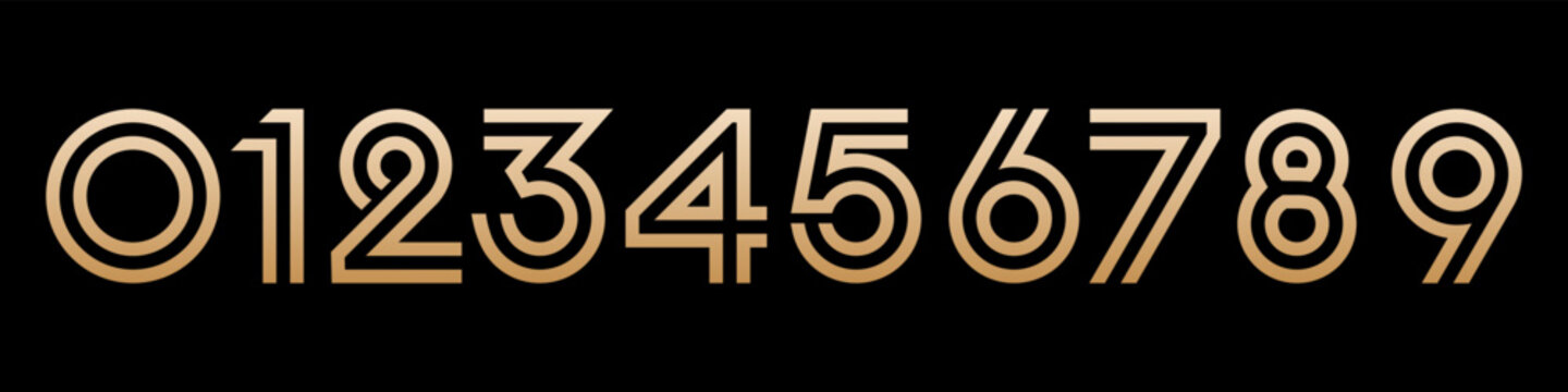 set of creative number 1 to 10 logo designs. abstract number gold color design vector illustration