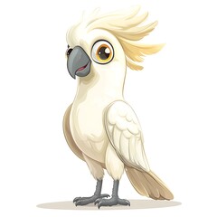 A cartoon cockatoo standing on a white background.