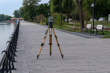 Voronezh, Russia, July 15, 2024: Tacheometer on Petrovskaya Embankment on a summer day in Voronezh