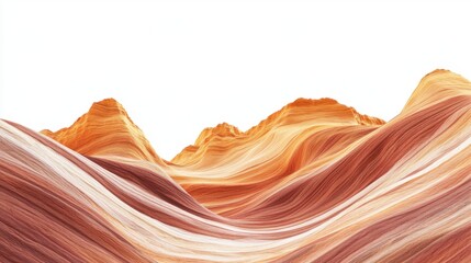 Obraz premium Abstract wave shapes along mountain cliffs, highlighting the natural beauty of erosion, isolated on white