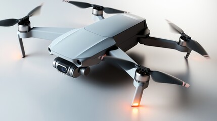 Sleek, modern drone with four propellers and advanced features, perfect for aerial photography and exploration.