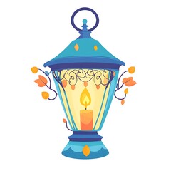 Cartoon decorative holiday lantern on a white background.
