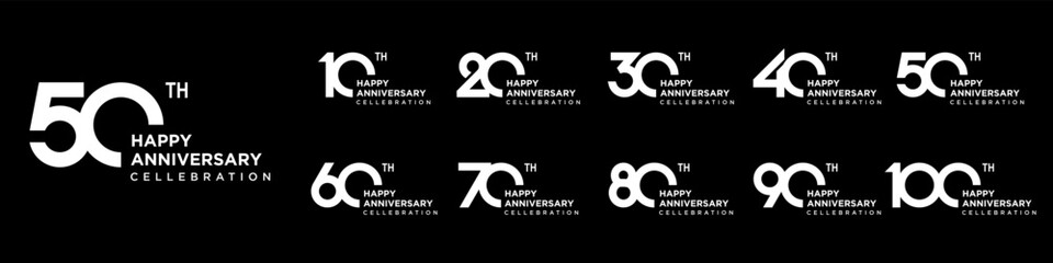 collection of creative number 10 to 100 logo designs. abstract number design vector illustration