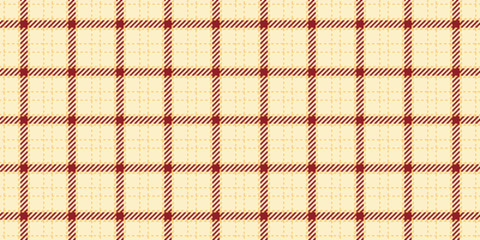 Throw fabric texture textile, duvet cover vector seamless background. Stitched check plaid pattern tartan in blanched almond and amber colors.