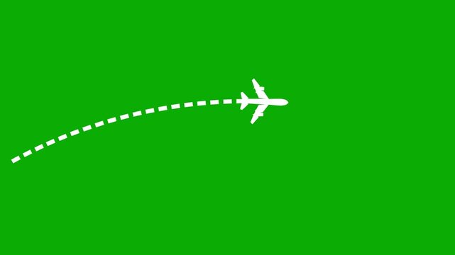 Animation of airplane route to the pin point green screen