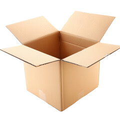 Open Cardboard Box Isolated on White Background