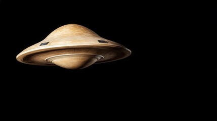 Isolated UFO Flying Saucer in Dark Night Sky   Sci Fi Concept