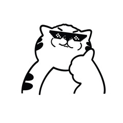 Thumbs up Sunglasses Cat Meme Icon Vector T-shirt Cute Illustration