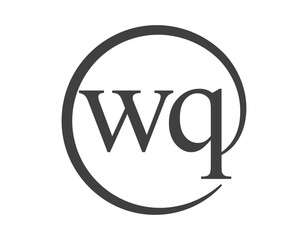 WQ logo from two letter with circle shape email sign style. W and Q round logotype of business company