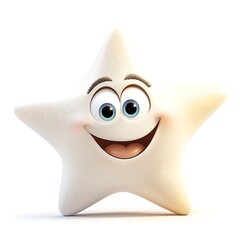 Cartoon star with a cheeky expression, shining brightly on a white background.