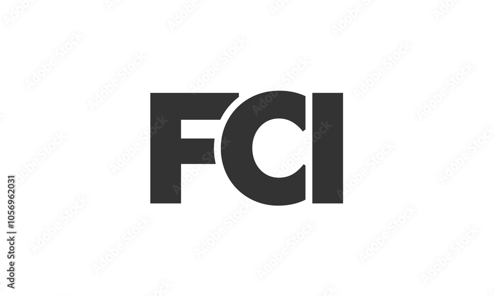 Poster fci logo design template with strong and modern bold text. initial based vector logotype featuring s