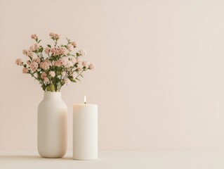 Minimalist gift arrangement with candles and natural decor for a serene and stylish presentation.