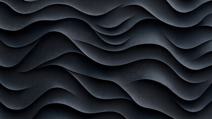 Obraz premium Abstract black textured waves forming a layered pattern with smooth curves and shadows, creating a sense of depth and movement.