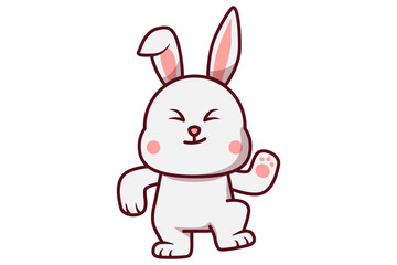 Happy Cute Rabbit Dancing Illustration