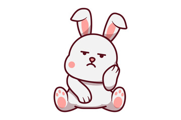 Cute Bored Rabbit Sitting Illustration