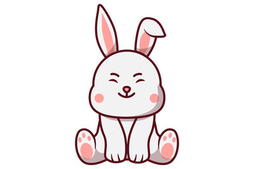 Cute Happy Rabbit Sitting Illustration