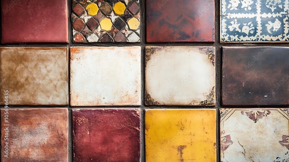 Aufkleber a collection of decorative tiles showcasing various colors and patterns.