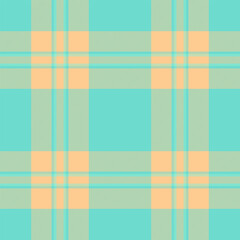 Layered pattern texture fabric, furniture seamless vector check. Industrial plaid background tartan textile in teal and orange colors.
