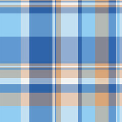 Flowing pattern fabric texture, stationary textile check vector. Valentine background seamless plaid tartan in light and cyan colors.