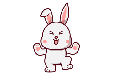Cute Rabbit Is Sticking Out its Tongue Illustration