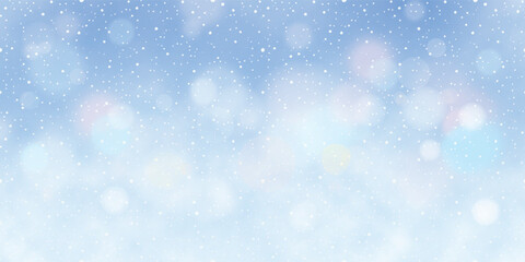 Obraz premium Vector winter background, blizzard and snowfall, blur and bokeh effect