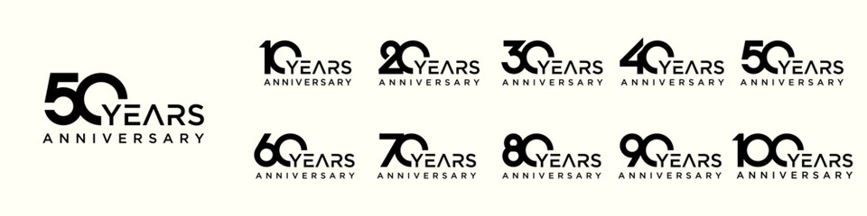 collection of creative number 10 to 100 logo designs. abstract number design vector illustration