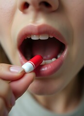 Naklejka premium Mouth Pill and Hand Opioid Crisis Self-Medication Misuse and Abuse of Prescription Pharmaceutical Drugs