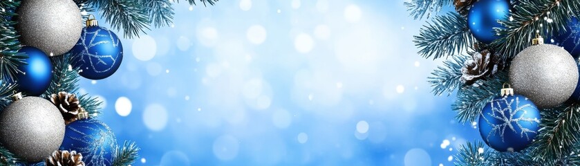 Festive Winter Wonderland with Sparkling Ornaments and Twinkling Lights