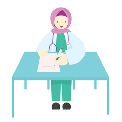 Women Doctor Explai while Writing Vector 