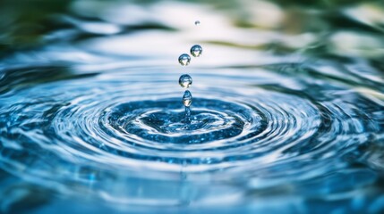 Water Droplet Creating Ripples in a Blue Liquid
