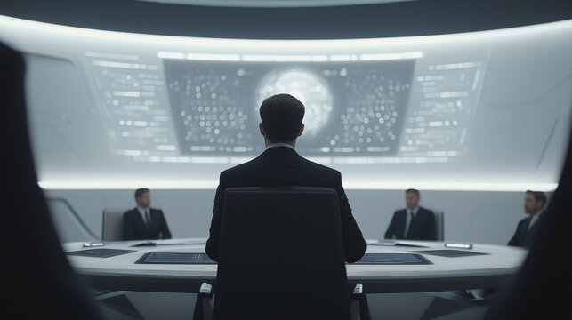 CEO Presenting Tech Prototype in Modern Meeting Room