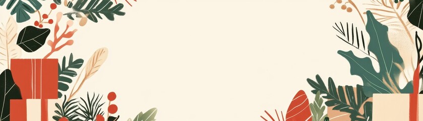 Vibrant Nature Frame with Tropical Leaves and Berries