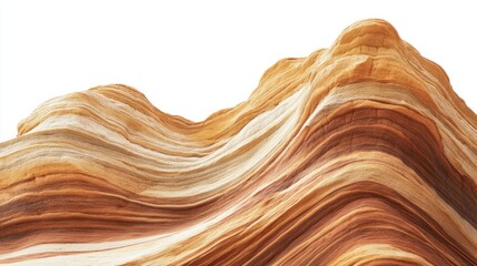 Obraz premium Rolling wave patterns in mountain rock layers, capturing beauty in nature design, isolated on white