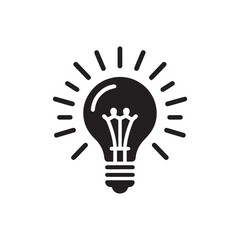 Bulb silhouette icon on white background. Black technology symbol. 