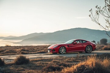 Naklejka premium Luxury Cars in Scenic Green Environments - HD Wallpaper Collection 