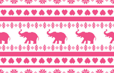 Elephant ethnic pattern. White stripes, green background. Design for wallpaper,carpet, clothing, fashion, fabric.